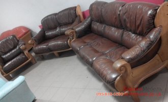 Комплект кожаных диванов с креслом 3+2+1