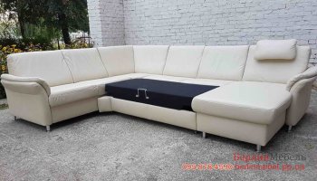 Кожаный П-образный  угловой диван 