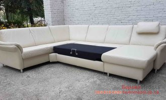 Кожаный П-образный  угловой диван 