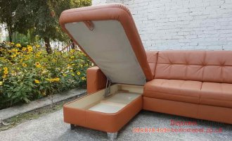 Кожаный П-образный угловой диван