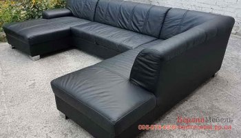 Раскладной кожаный угловой диван 