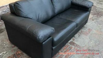 Кожаный двухместный раскладной диван
