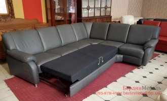 Кожаный раскладной угловой диван