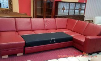 П-образный кожаный раскладной диван 