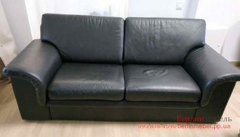 Двухместный раскладной кожаный диван 