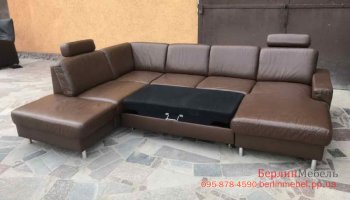 П-образный кожаный диван в угол