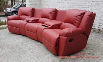 Трехместный кожаный диван реклайнер