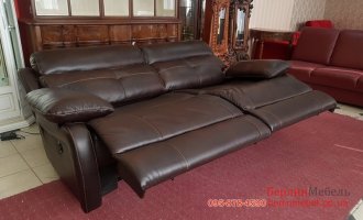 Трехместный кожаный диван электрореклайнер 