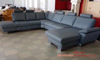 Кожаный п-образный диван