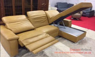 Кожаный угловой диван реклайнер