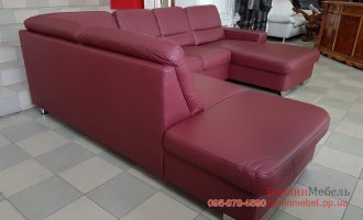 Кожаный угловой п-образный диван