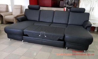Новый кожаный П-образный диван