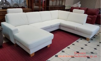 Новый  кожаный п-образный диван