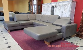 Кожаный п-образный угловой диван