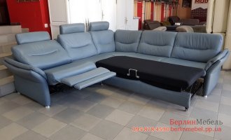 Кожаный угловой раскладной диван реклайнер