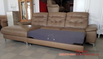 Раскладной кожаный угловой диван реклайнер