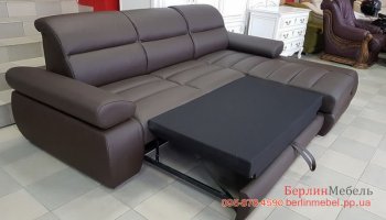 Новый кожаный раскладной угловой диван
