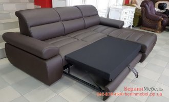 Новый кожаный раскладной угловой диван