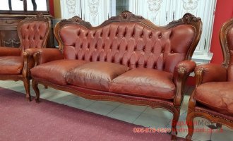 Трехместный кожаный диван Барокко