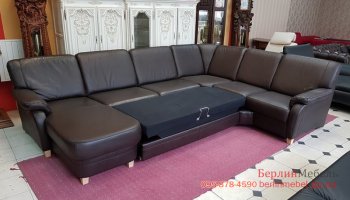 Кожаный п-образный диван