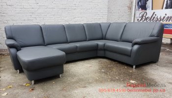 Новый  кожаный П-образный диван реклайнер