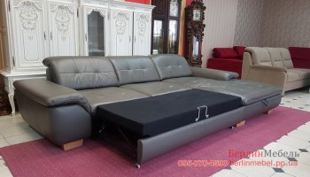 Кожаный раскладной угловой диван 