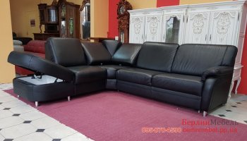 Кожаный угловой диван с релакс спинками