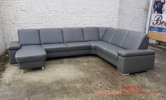 Новый большой кожаный П-образный диван