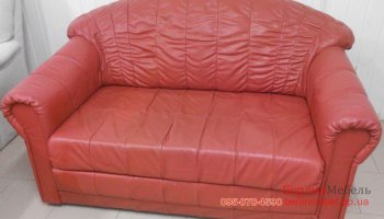 Раскладной двухместный кожаный диван