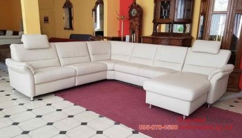 Новый большой кожаный раскладной п-образный диван