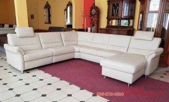 Новый большой кожаный раскладной п-образный диван