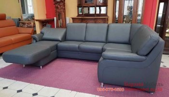 Кожаный п-образный диван релакс
