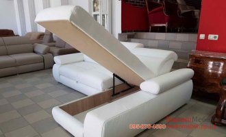 Кожаный угловой раскладной диван