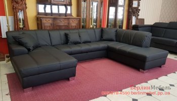 Новый кожаный угловой п-образный диван