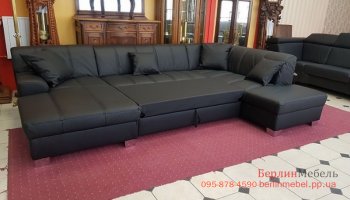 Новый кожаный угловой п-образный диван