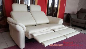 Кожаный мягкий диван релакс