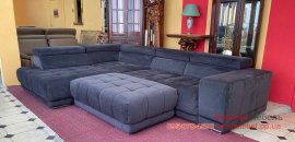 Угловой диван с пуфом