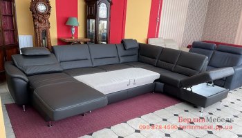 Кожаный п-образный угловой диван фирмы «Полинов