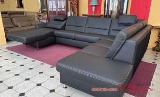 Кожаный п-образный угловой диван фирмы «Полинов