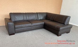 Кожаный угловой раскладной диван