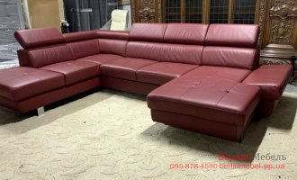 Кожаный П-образный диван