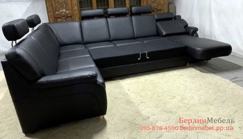 Кожаный п образный диван релакс