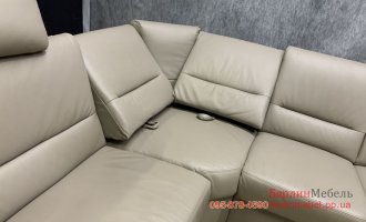 Кожаный п образный диван реклайнер