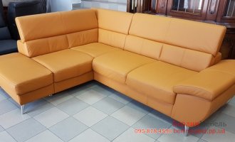 Мягкий кожаный угловой диван 