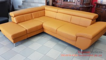 Мягкий кожаный угловой диван 