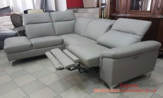 Кожаный угловой диван с местом релакс
