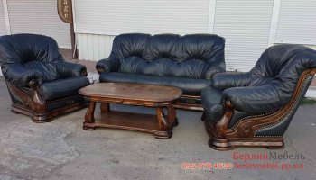 Комплект кожаной мебели 3+1+1+ стол